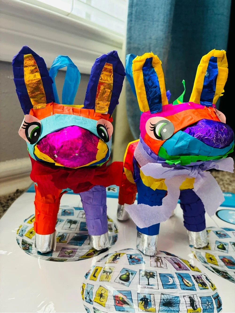 Colorful Mini Piñata Pair - Rainbow Fiesta Decor